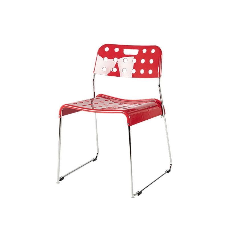 Industrial Armless Kitchen Chair Plastic Open Back Side Dining Chair with Metal Base Red 1 Piece Clearhalo 'Dining Chairs' 'Dining Tables & Seating' 'dining_chair' 'furn' 'furn_dining_chair' 'Furniture' 'Kitchen & Dining Furniture' 6086803