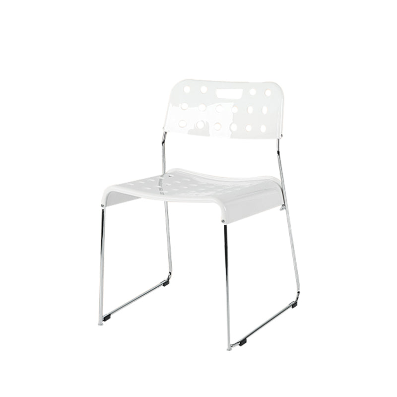 Industrial Armless Kitchen Chair Plastic Open Back Side Dining Chair with Metal Base White 1 Piece Clearhalo 'Dining Chairs' 'Dining Tables & Seating' 'dining_chair' 'furn' 'furn_dining_chair' 'Furniture' 'Kitchen & Dining Furniture' 6086812