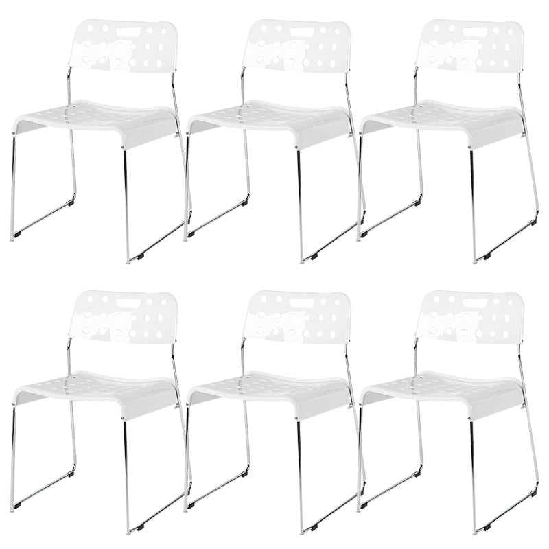 Industrial Armless Kitchen Chair Plastic Open Back Side Dining Chair with Metal Base White 6 Piece Set Clearhalo 'Dining Chairs' 'Dining Tables & Seating' 'dining_chair' 'furn' 'furn_dining_chair' 'Furniture' 'Kitchen & Dining Furniture' 6086815