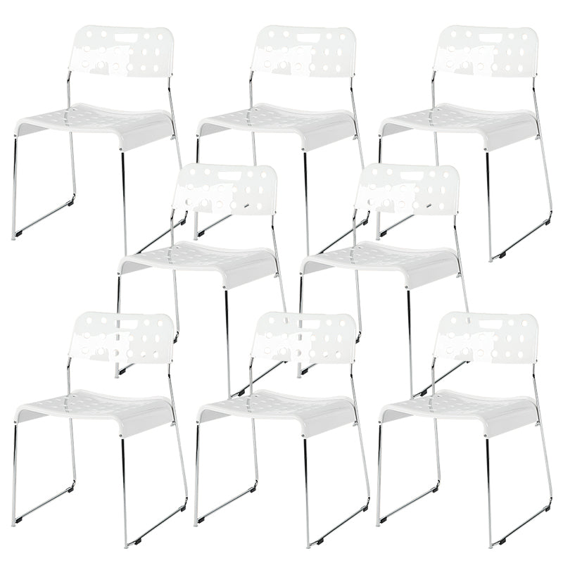 Industrial Armless Kitchen Chair Plastic Open Back Side Dining Chair with Metal Base White 8 Piece Set Clearhalo 'Dining Chairs' 'Dining Tables & Seating' 'dining_chair' 'furn' 'furn_dining_chair' 'Furniture' 'Kitchen & Dining Furniture' 6086816