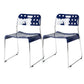 Industrial Armless Kitchen Chair Plastic Open Back Side Dining Chair with Metal Base Blue 2 Piece Set Clearhalo 'Dining Chairs' 'Dining Tables & Seating' 'dining_chair' 'furn' 'furn_dining_chair' 'Furniture' 'Kitchen & Dining Furniture' 6086817