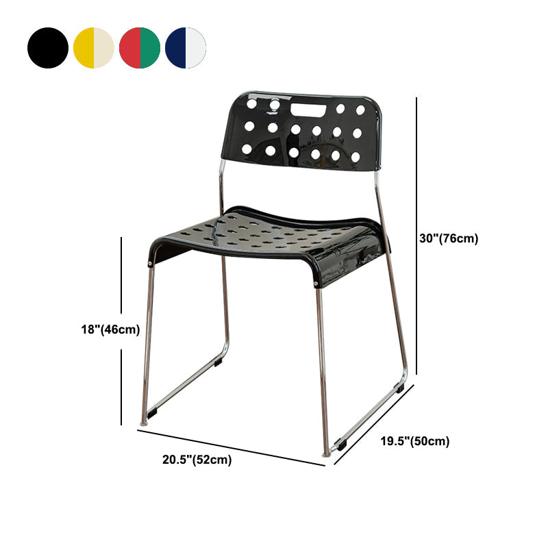 Industrial Armless Kitchen Chair Plastic Open Back Side Dining Chair with Metal Base Clearhalo 'Dining Chairs' 'Dining Tables & Seating' 'dining_chair' 'furn' 'furn_dining_chair' 'Furniture' 'Kitchen & Dining Furniture' 6086821