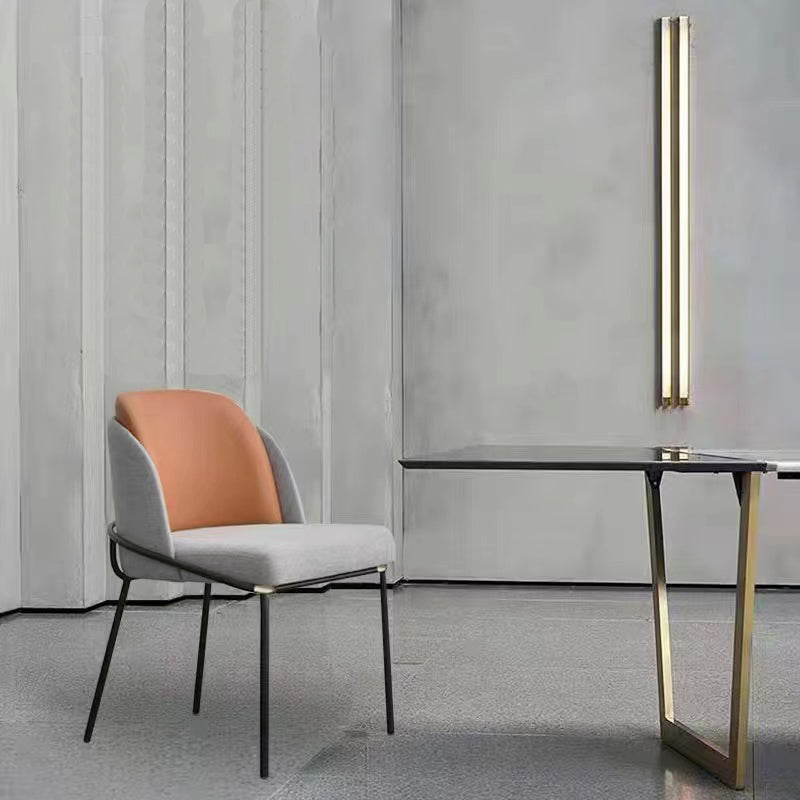 Modern Upholstered Armless Chair Fabric Dining Chair with Metal Base for Restaurant Clearhalo 'Dining Chairs' 'Dining Tables & Seating' 'dining_chair' 'furn' 'furn_dining_chair' 'Furniture' 'Kitchen & Dining Furniture' 6086824