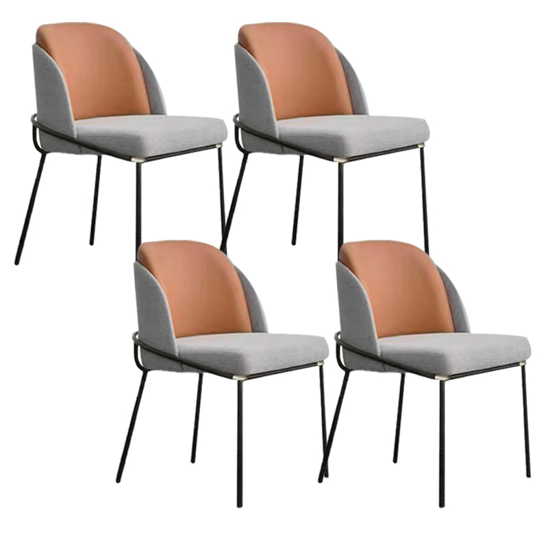 Modern Upholstered Armless Chair Fabric Dining Chair with Metal Base for Restaurant Brown 4 Piece Set Clearhalo 'Dining Chairs' 'Dining Tables & Seating' 'dining_chair' 'furn' 'furn_dining_chair' 'Furniture' 'Kitchen & Dining Furniture' 6086825