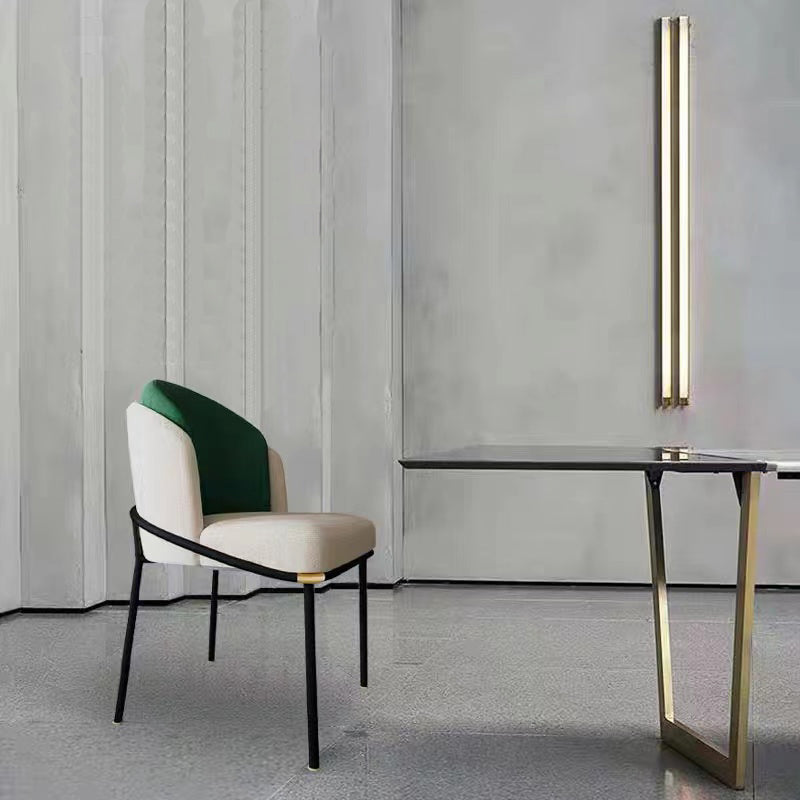 Modern Upholstered Armless Chair Fabric Dining Chair with Metal Base for Restaurant Clearhalo 'Dining Chairs' 'Dining Tables & Seating' 'dining_chair' 'furn' 'furn_dining_chair' 'Furniture' 'Kitchen & Dining Furniture' 6086826