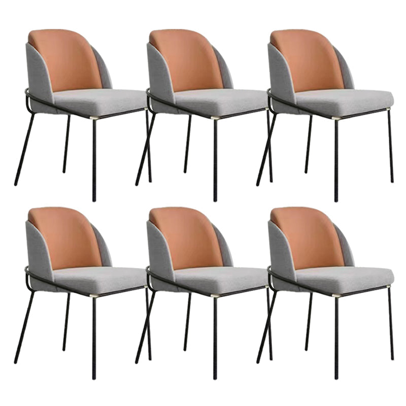Modern Upholstered Armless Chair Fabric Dining Chair with Metal Base for Restaurant Brown 6 Piece Set Clearhalo 'Dining Chairs' 'Dining Tables & Seating' 'dining_chair' 'furn' 'furn_dining_chair' 'Furniture' 'Kitchen & Dining Furniture' 6086828