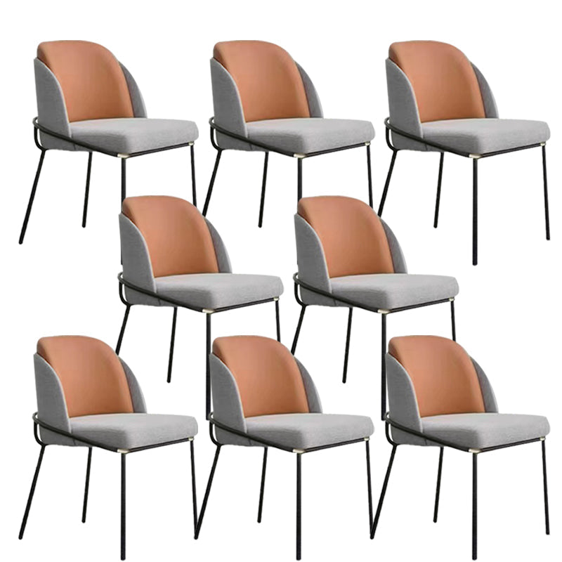Modern Upholstered Armless Chair Fabric Dining Chair with Metal Base for Restaurant Brown 8 Piece Set Clearhalo 'Dining Chairs' 'Dining Tables & Seating' 'dining_chair' 'furn' 'furn_dining_chair' 'Furniture' 'Kitchen & Dining Furniture' 6086830