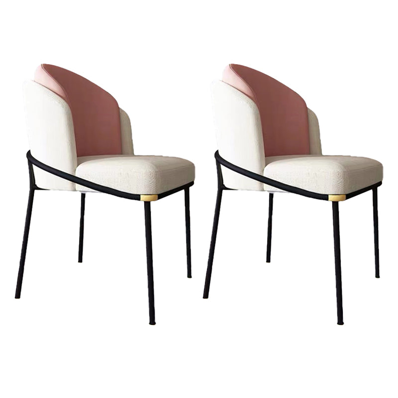 Modern Upholstered Armless Chair Fabric Dining Chair with Metal Base for Restaurant Khaki 2 Piece Set Clearhalo 'Dining Chairs' 'Dining Tables & Seating' 'dining_chair' 'furn' 'furn_dining_chair' 'Furniture' 'Kitchen & Dining Furniture' 6086833