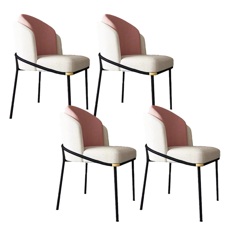 Modern Upholstered Armless Chair Fabric Dining Chair with Metal Base for Restaurant Khaki 4 Piece Set Clearhalo 'Dining Chairs' 'Dining Tables & Seating' 'dining_chair' 'furn' 'furn_dining_chair' 'Furniture' 'Kitchen & Dining Furniture' 6086835
