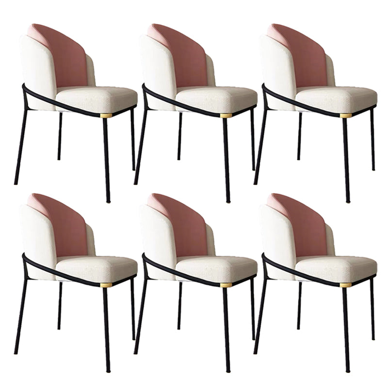 Modern Upholstered Armless Chair Fabric Dining Chair with Metal Base for Restaurant Khaki 6 Piece Set Clearhalo 'Dining Chairs' 'Dining Tables & Seating' 'dining_chair' 'furn' 'furn_dining_chair' 'Furniture' 'Kitchen & Dining Furniture' 6086837