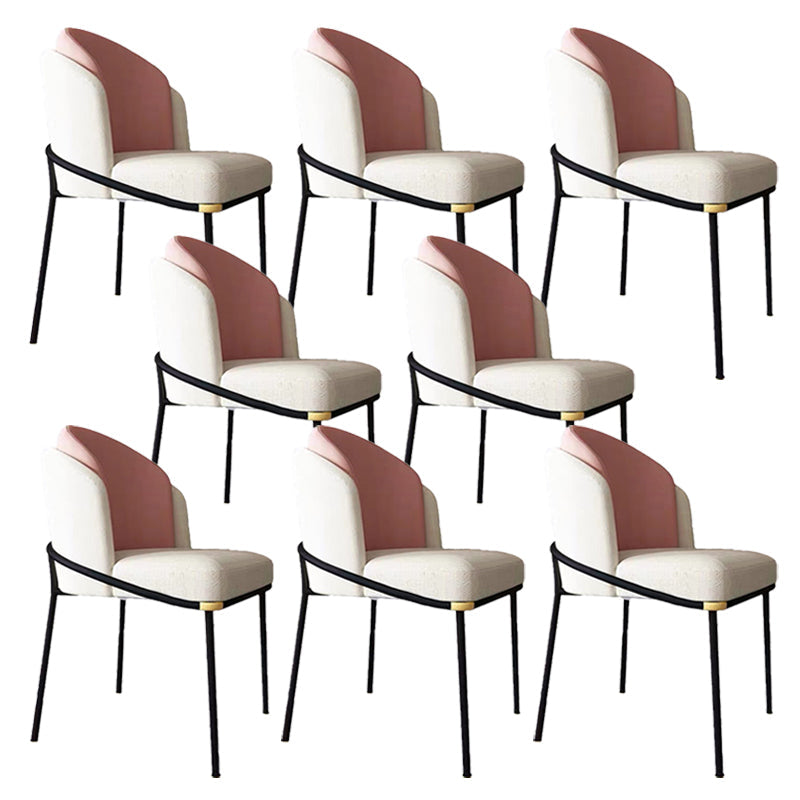 Modern Upholstered Armless Chair Fabric Dining Chair with Metal Base for Restaurant Khaki 8 Piece Set Clearhalo 'Dining Chairs' 'Dining Tables & Seating' 'dining_chair' 'furn' 'furn_dining_chair' 'Furniture' 'Kitchen & Dining Furniture' 6086838