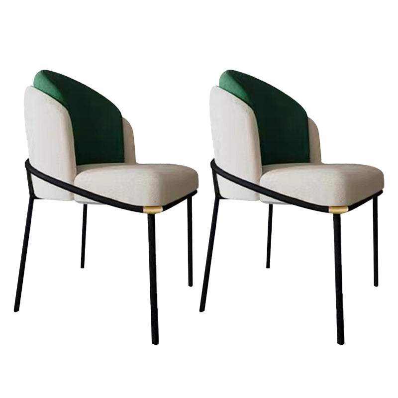 Modern Upholstered Armless Chair Fabric Dining Chair with Metal Base for Restaurant Green 2 Piece Set Clearhalo 'Dining Chairs' 'Dining Tables & Seating' 'dining_chair' 'furn' 'furn_dining_chair' 'Furniture' 'Kitchen & Dining Furniture' 6086839