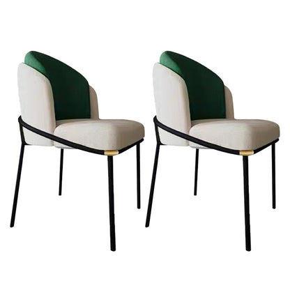 Modern Upholstered Armless Chair Fabric Dining Chair with Metal Base for Restaurant Green 2 Piece Set Clearhalo 'Dining Chairs' 'Dining Tables & Seating' 'dining_chair' 'furn' 'furn_dining_chair' 'Furniture' 'Kitchen & Dining Furniture' 6086839
