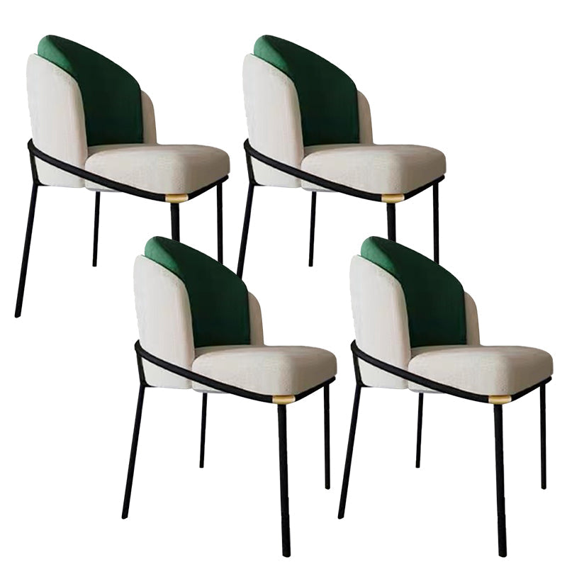 Modern Upholstered Armless Chair Fabric Dining Chair with Metal Base for Restaurant Green 4 Piece Set Clearhalo 'Dining Chairs' 'Dining Tables & Seating' 'dining_chair' 'furn' 'furn_dining_chair' 'Furniture' 'Kitchen & Dining Furniture' 6086840