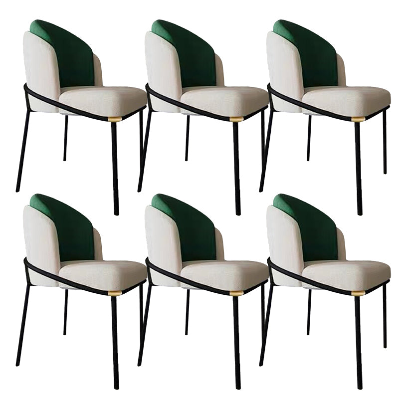 Modern Upholstered Armless Chair Fabric Dining Chair with Metal Base for Restaurant Green 6 Piece Set Clearhalo 'Dining Chairs' 'Dining Tables & Seating' 'dining_chair' 'furn' 'furn_dining_chair' 'Furniture' 'Kitchen & Dining Furniture' 6086841