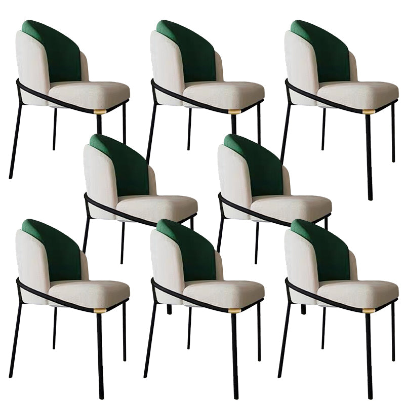 Modern Upholstered Armless Chair Fabric Dining Chair with Metal Base for Restaurant Green 8 Piece Set Clearhalo 'Dining Chairs' 'Dining Tables & Seating' 'dining_chair' 'furn' 'furn_dining_chair' 'Furniture' 'Kitchen & Dining Furniture' 6086842