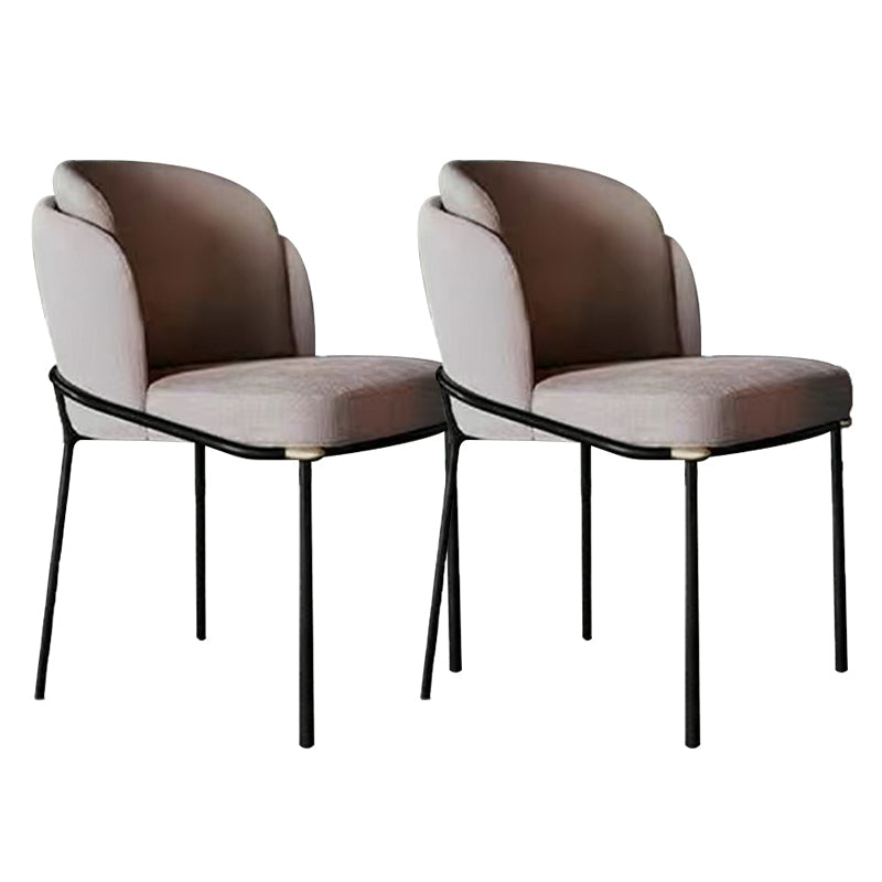 Modern Upholstered Armless Chair Fabric Dining Chair with Metal Base for Restaurant Grey 2 Piece Set Clearhalo 'Dining Chairs' 'Dining Tables & Seating' 'dining_chair' 'furn' 'furn_dining_chair' 'Furniture' 'Kitchen & Dining Furniture' 6086843