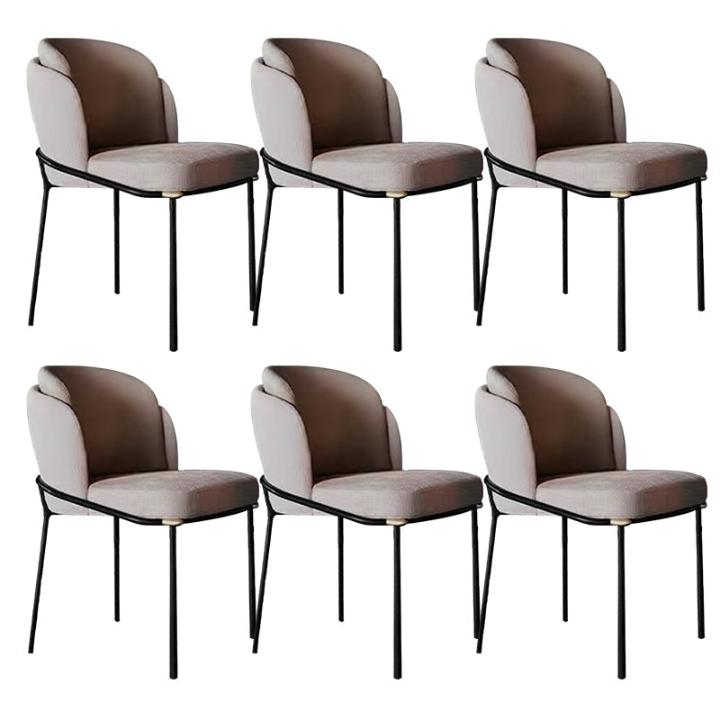 Modern Upholstered Armless Chair Fabric Dining Chair with Metal Base for Restaurant Grey 6 Piece Set Clearhalo 'Dining Chairs' 'Dining Tables & Seating' 'dining_chair' 'furn' 'furn_dining_chair' 'Furniture' 'Kitchen & Dining Furniture' 6086845