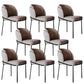 Modern Upholstered Armless Chair Fabric Dining Chair with Metal Base for Restaurant Grey 8 Piece Set Clearhalo 'Dining Chairs' 'Dining Tables & Seating' 'dining_chair' 'furn' 'furn_dining_chair' 'Furniture' 'Kitchen & Dining Furniture' 6086846