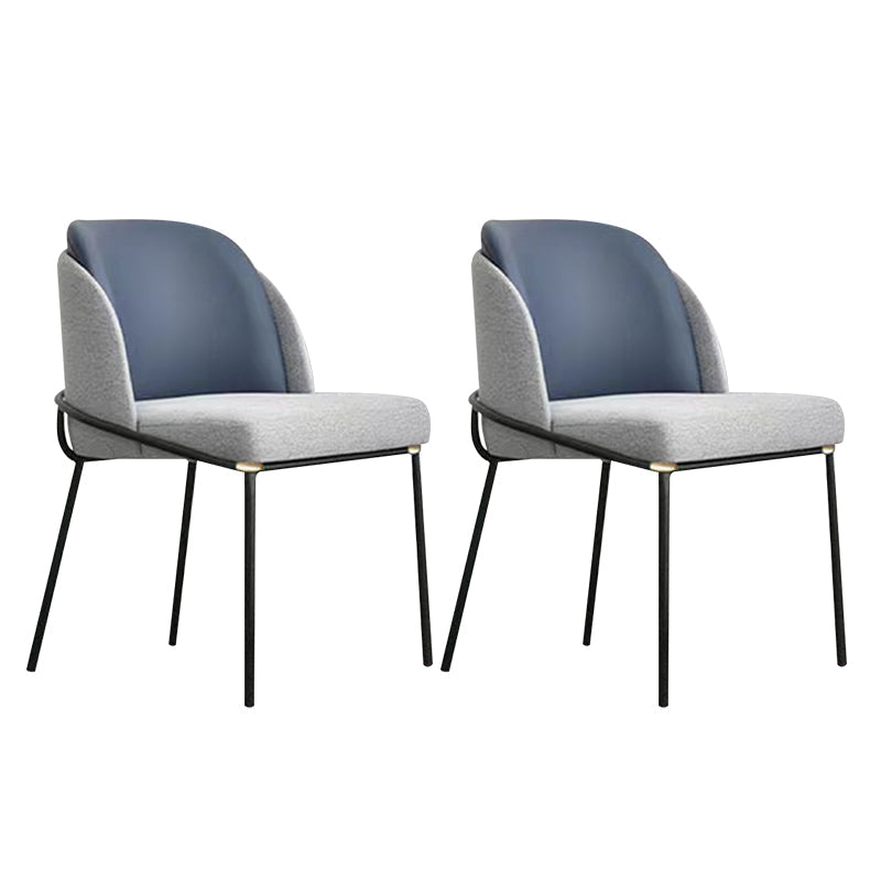 Modern Upholstered Armless Chair Fabric Dining Chair with Metal Base for Restaurant Blue 2 Piece Set Clearhalo 'Dining Chairs' 'Dining Tables & Seating' 'dining_chair' 'furn' 'furn_dining_chair' 'Furniture' 'Kitchen & Dining Furniture' 6086847