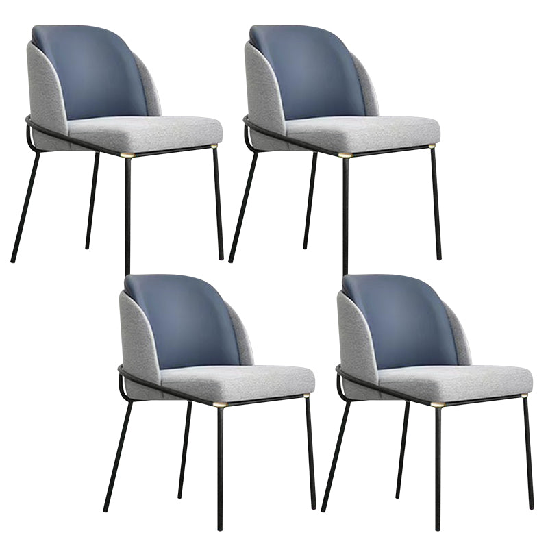 Modern Upholstered Armless Chair Fabric Dining Chair with Metal Base for Restaurant Blue 4 Piece Set Clearhalo 'Dining Chairs' 'Dining Tables & Seating' 'dining_chair' 'furn' 'furn_dining_chair' 'Furniture' 'Kitchen & Dining Furniture' 6086848
