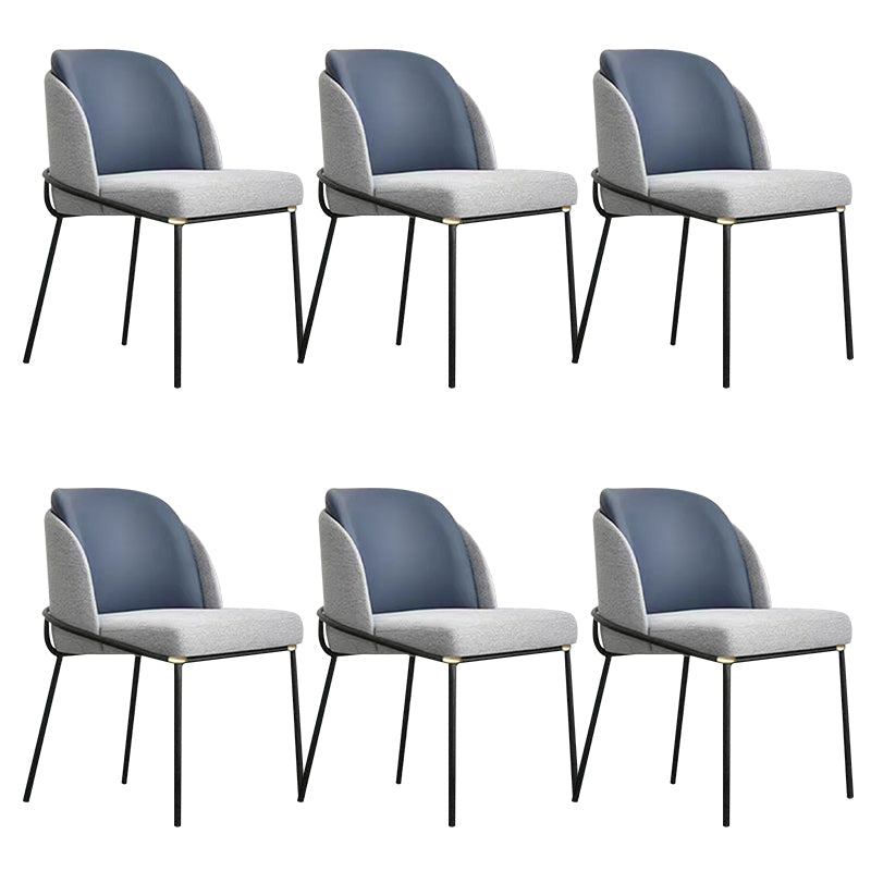 Modern Upholstered Armless Chair Fabric Dining Chair with Metal Base for Restaurant Blue 6 Piece Set Clearhalo 'Dining Chairs' 'Dining Tables & Seating' 'dining_chair' 'furn' 'furn_dining_chair' 'Furniture' 'Kitchen & Dining Furniture' 6086849