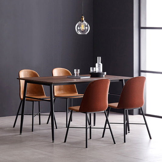 Modern Upholstered Armless Chair Leather Dining Chair with Metal Base