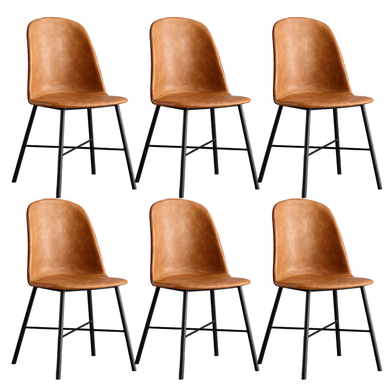 Modern Upholstered Armless Chair Leather Dining Chair with Metal Base