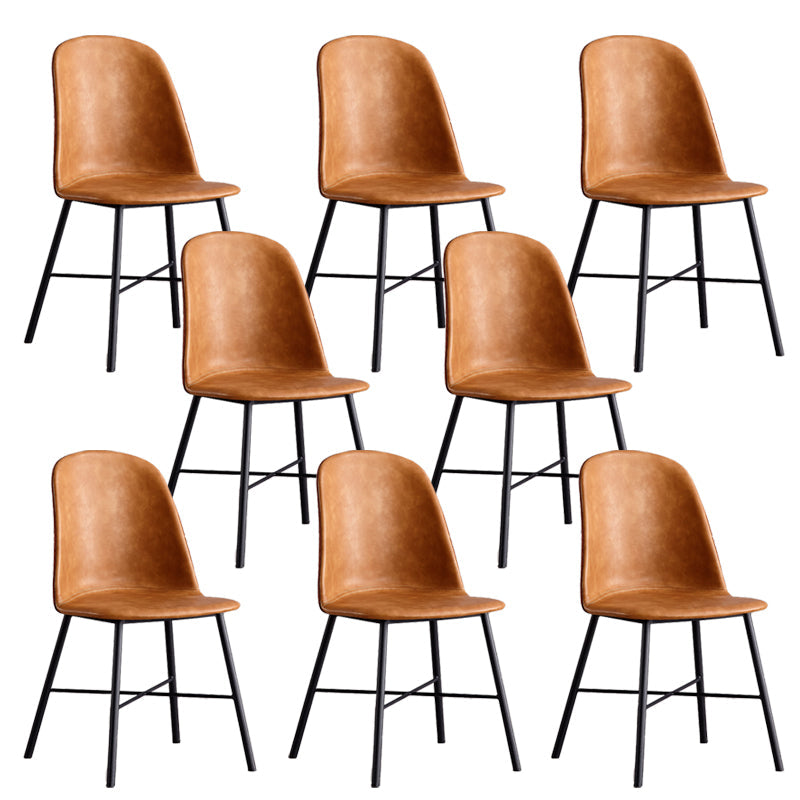 Modern Upholstered Armless Chair Leather Dining Chair with Metal Base