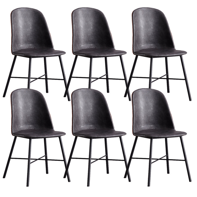 Modern Upholstered Armless Chair Leather Dining Chair with Metal Base