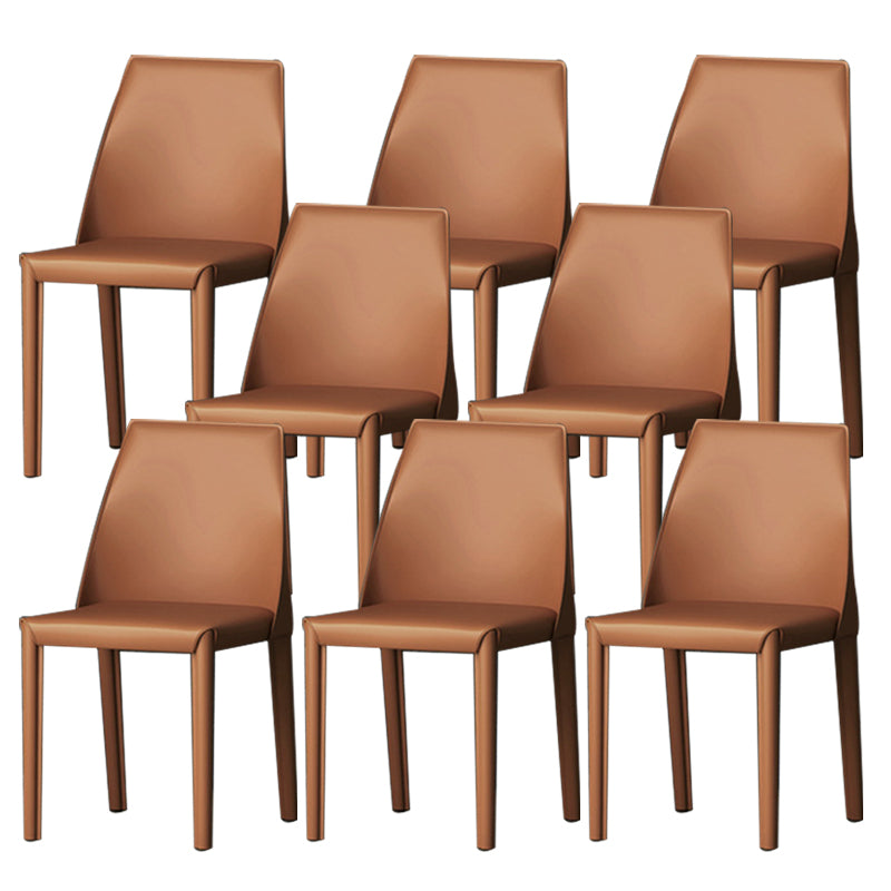 Upholstered Side Chair Modern Faux Leather Armless Dining Chairs