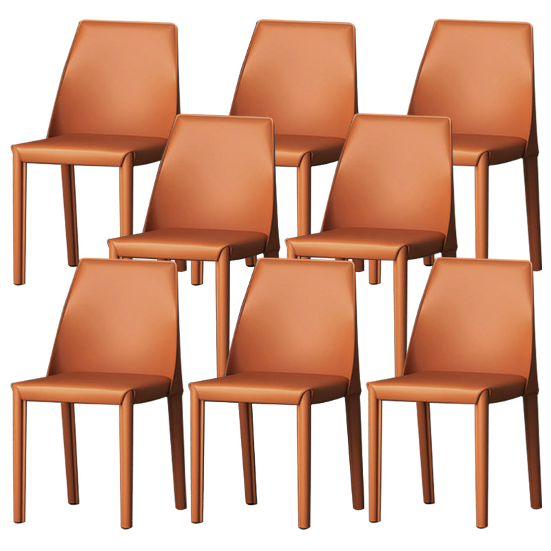 Upholstered Side Chair Modern Faux Leather Armless Dining Chairs