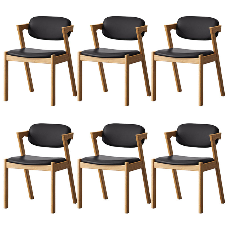 Traditional Dining Accent Chair Open Back Dining Room Chair for Home Natural Wood Black 6 Piece Set Clearhalo 'Dining Chairs' 'Dining Tables & Seating' 'dining_chair' 'furn' 'furn_dining_chair' 'Furniture' 'Kitchen & Dining Furniture' 6087073