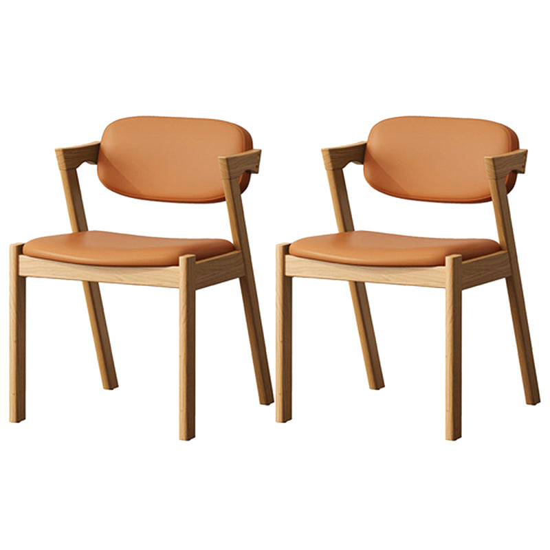 Traditional Dining Accent Chair Open Back Dining Room Chair for Home Natural Wood Orange 2 Piece Set Clearhalo 'Dining Chairs' 'Dining Tables & Seating' 'dining_chair' 'furn' 'furn_dining_chair' 'Furniture' 'Kitchen & Dining Furniture' 6087081