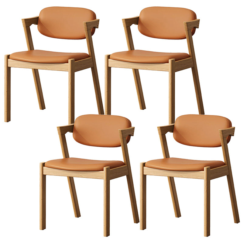 Traditional Dining Accent Chair Open Back Dining Room Chair for Home Natural Wood Orange 4 Piece Set Clearhalo 'Dining Chairs' 'Dining Tables & Seating' 'dining_chair' 'furn' 'furn_dining_chair' 'Furniture' 'Kitchen & Dining Furniture' 6087082