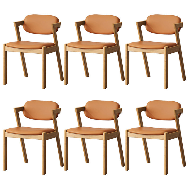Traditional Dining Accent Chair Open Back Dining Room Chair for Home Natural Wood Orange 6 Piece Set Clearhalo 'Dining Chairs' 'Dining Tables & Seating' 'dining_chair' 'furn' 'furn_dining_chair' 'Furniture' 'Kitchen & Dining Furniture' 6087083