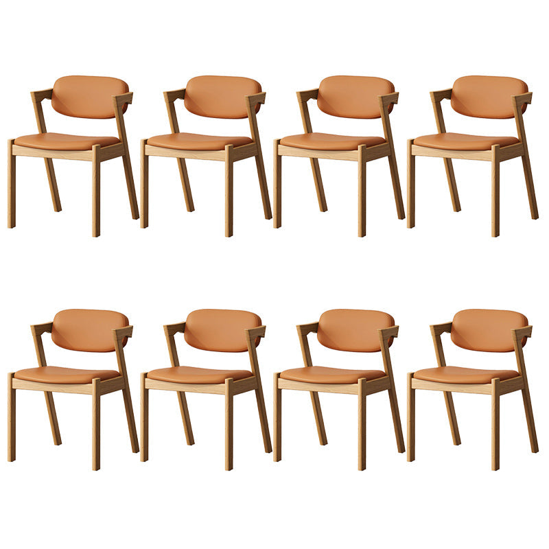 Traditional Dining Accent Chair Open Back Dining Room Chair for Home Natural Wood Orange 8 Piece Set Clearhalo 'Dining Chairs' 'Dining Tables & Seating' 'dining_chair' 'furn' 'furn_dining_chair' 'Furniture' 'Kitchen & Dining Furniture' 6087084