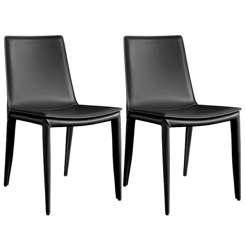 Modern Armless Dining Chairs Low Back Upholstered Side Chair Black 2 Piece Set Clearhalo 'Dining Chairs' 'Dining Tables & Seating' 'dining_chair' 'furn' 'furn_dining_chair' 'Furniture' 'Kitchen & Dining Furniture' 6087097