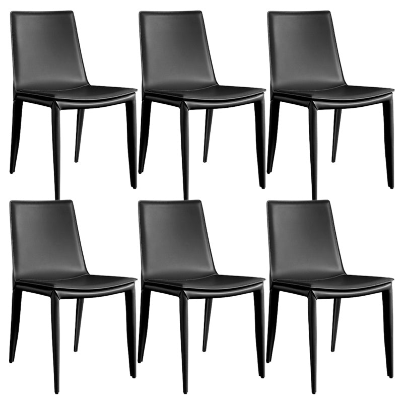 Modern Armless Dining Chairs Low Back Upholstered Side Chair Black 6 Piece Set Clearhalo 'Dining Chairs' 'Dining Tables & Seating' 'dining_chair' 'furn' 'furn_dining_chair' 'Furniture' 'Kitchen & Dining Furniture' 6087100