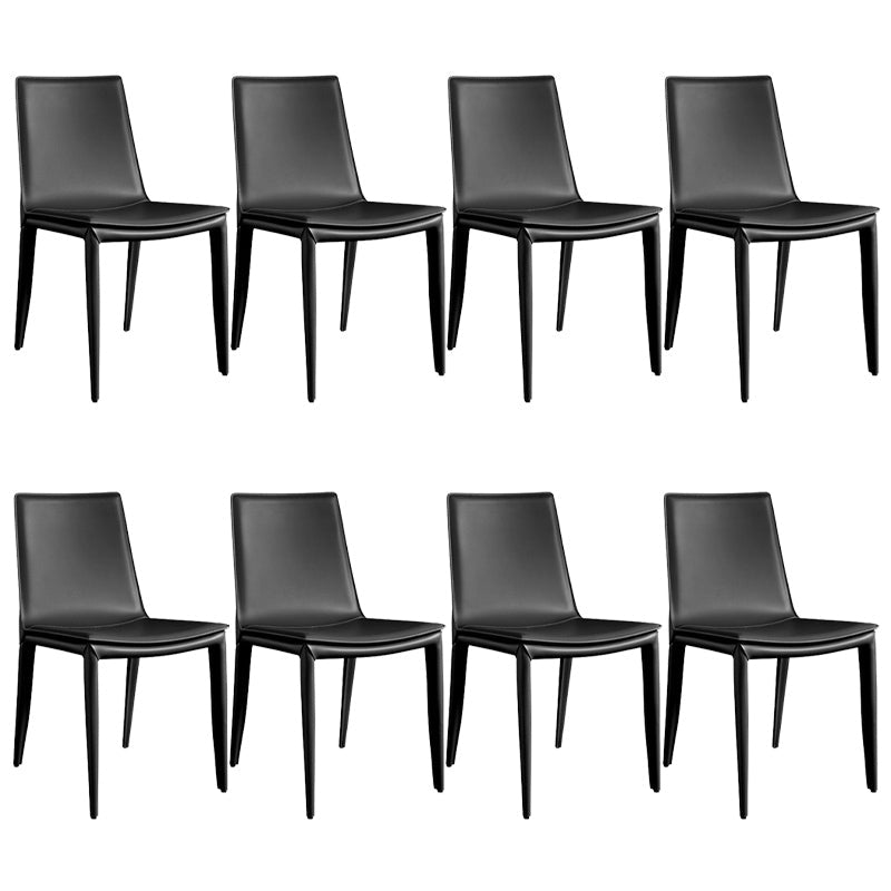 Modern Armless Dining Chairs Low Back Upholstered Side Chair Black 8 Piece Set Clearhalo 'Dining Chairs' 'Dining Tables & Seating' 'dining_chair' 'furn' 'furn_dining_chair' 'Furniture' 'Kitchen & Dining Furniture' 6087102