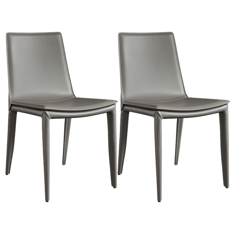 Modern Armless Dining Chairs Low Back Upholstered Side Chair Grey 2 Piece Set Clearhalo 'Dining Chairs' 'Dining Tables & Seating' 'dining_chair' 'furn' 'furn_dining_chair' 'Furniture' 'Kitchen & Dining Furniture' 6087104