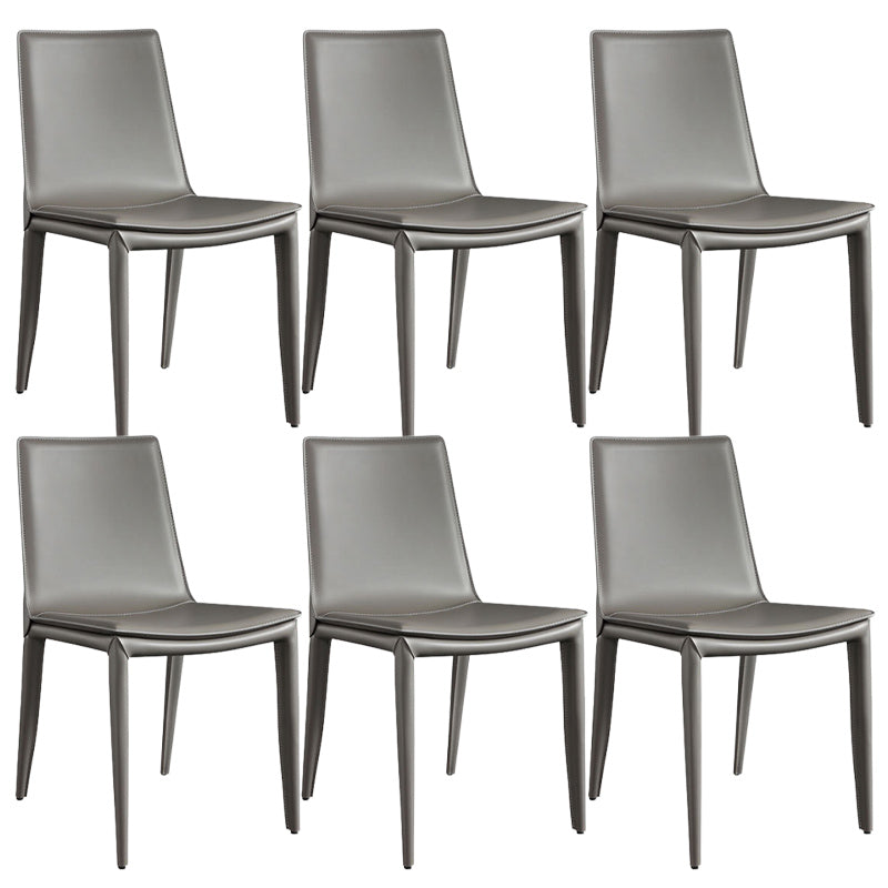 Modern Armless Dining Chairs Low Back Upholstered Side Chair Grey 6 Piece Set Clearhalo 'Dining Chairs' 'Dining Tables & Seating' 'dining_chair' 'furn' 'furn_dining_chair' 'Furniture' 'Kitchen & Dining Furniture' 6087108