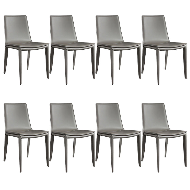 Modern Armless Dining Chairs Low Back Upholstered Side Chair Grey 8 Piece Set Clearhalo 'Dining Chairs' 'Dining Tables & Seating' 'dining_chair' 'furn' 'furn_dining_chair' 'Furniture' 'Kitchen & Dining Furniture' 6087111