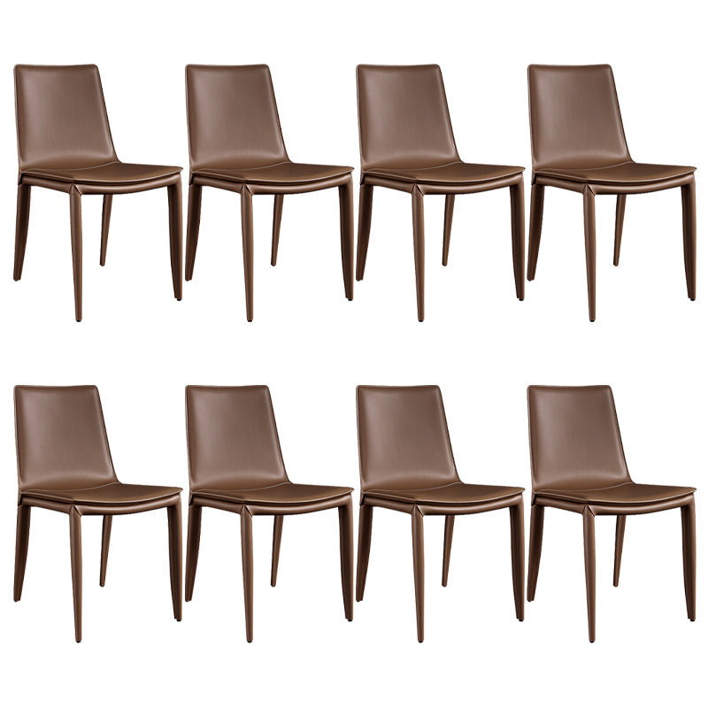 Modern Armless Dining Chairs Low Back Upholstered Side Chair Brown 8 Piece Set Clearhalo 'Dining Chairs' 'Dining Tables & Seating' 'dining_chair' 'furn' 'furn_dining_chair' 'Furniture' 'Kitchen & Dining Furniture' 6087119