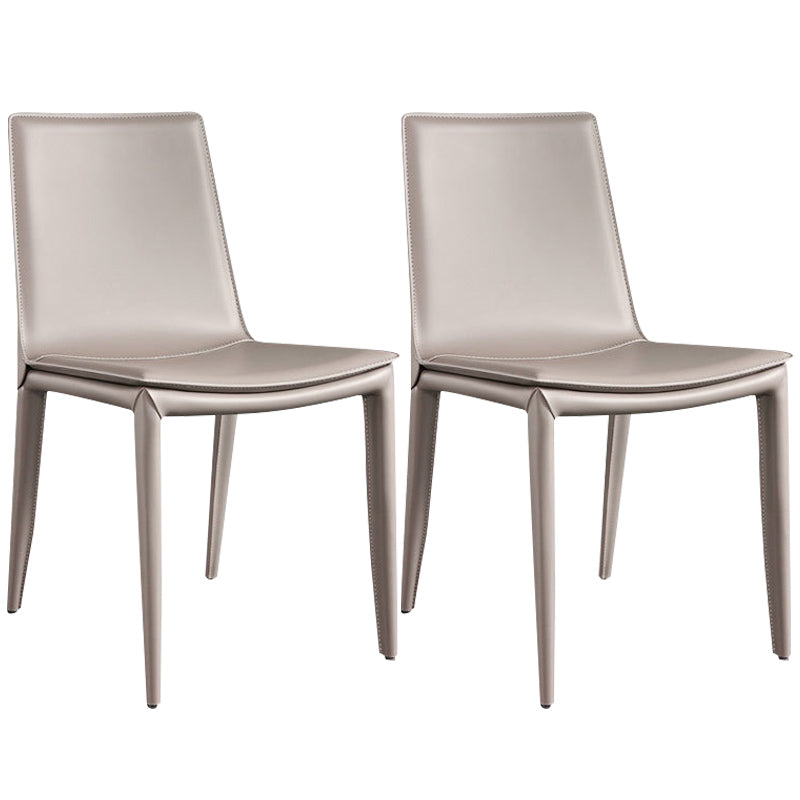 Modern Armless Dining Chairs Low Back Upholstered Side Chair Light Khaki 2 Piece Set Clearhalo 'Dining Chairs' 'Dining Tables & Seating' 'dining_chair' 'furn' 'furn_dining_chair' 'Furniture' 'Kitchen & Dining Furniture' 6087121