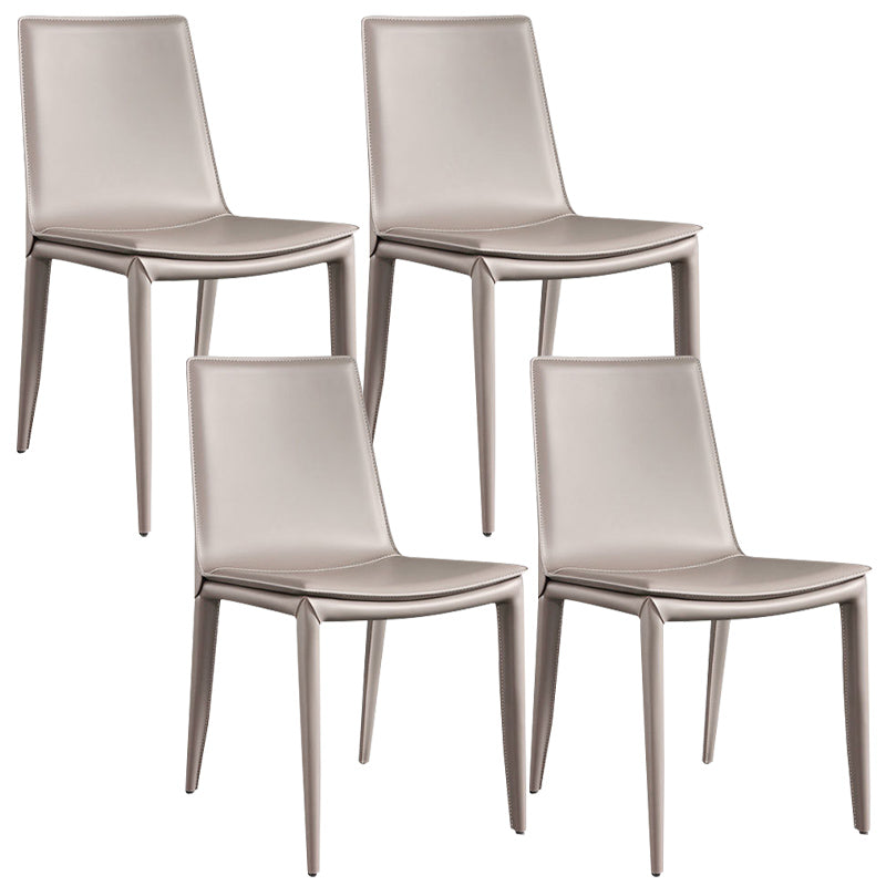 Modern Armless Dining Chairs Low Back Upholstered Side Chair Light Khaki 4 Piece Set Clearhalo 'Dining Chairs' 'Dining Tables & Seating' 'dining_chair' 'furn' 'furn_dining_chair' 'Furniture' 'Kitchen & Dining Furniture' 6087122