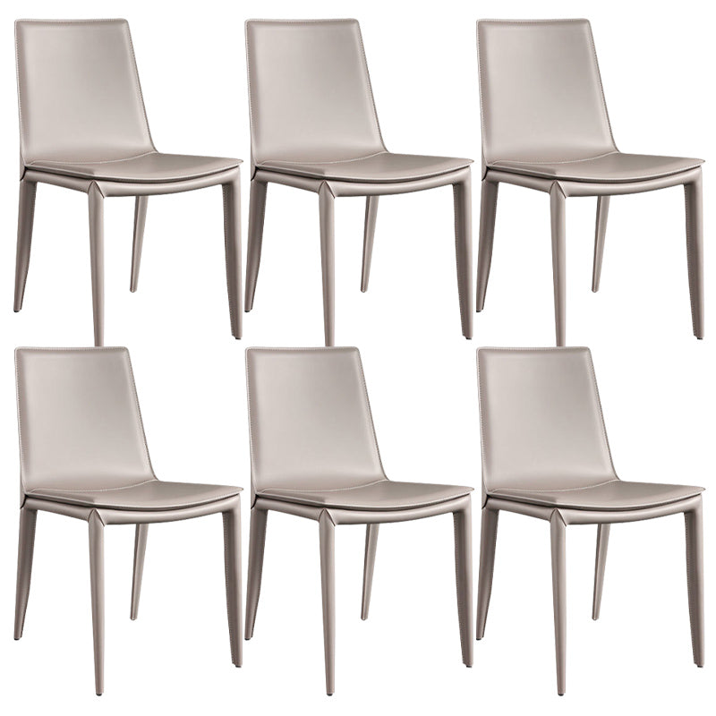 Modern Armless Dining Chairs Low Back Upholstered Side Chair Light Khaki 6 Piece Set Clearhalo 'Dining Chairs' 'Dining Tables & Seating' 'dining_chair' 'furn' 'furn_dining_chair' 'Furniture' 'Kitchen & Dining Furniture' 6087124