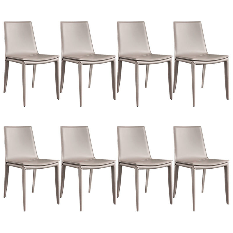 Modern Armless Dining Chairs Low Back Upholstered Side Chair Light Khaki 8 Piece Set Clearhalo 'Dining Chairs' 'Dining Tables & Seating' 'dining_chair' 'furn' 'furn_dining_chair' 'Furniture' 'Kitchen & Dining Furniture' 6087125