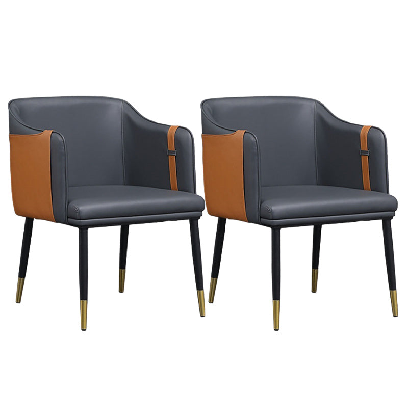 Glam Upholstered Arm Chair Faux Leather and Metal Dining Accent Chair Orange Black 2 Piece Set Clearhalo 'Dining Chairs' 'Dining Tables & Seating' 'dining_chair' 'furn' 'furn_dining_chair' 'Furniture' 'Kitchen & Dining Furniture' 6087224