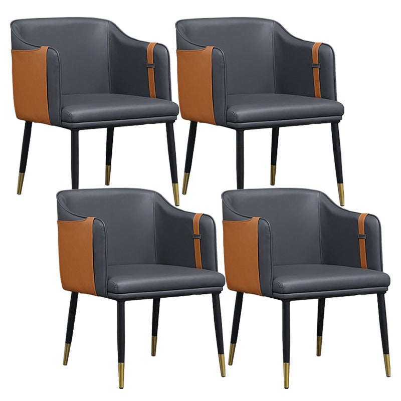 Glam Upholstered Arm Chair Faux Leather and Metal Dining Accent Chair Orange Black 4 Piece Set Clearhalo 'Dining Chairs' 'Dining Tables & Seating' 'dining_chair' 'furn' 'furn_dining_chair' 'Furniture' 'Kitchen & Dining Furniture' 6087226